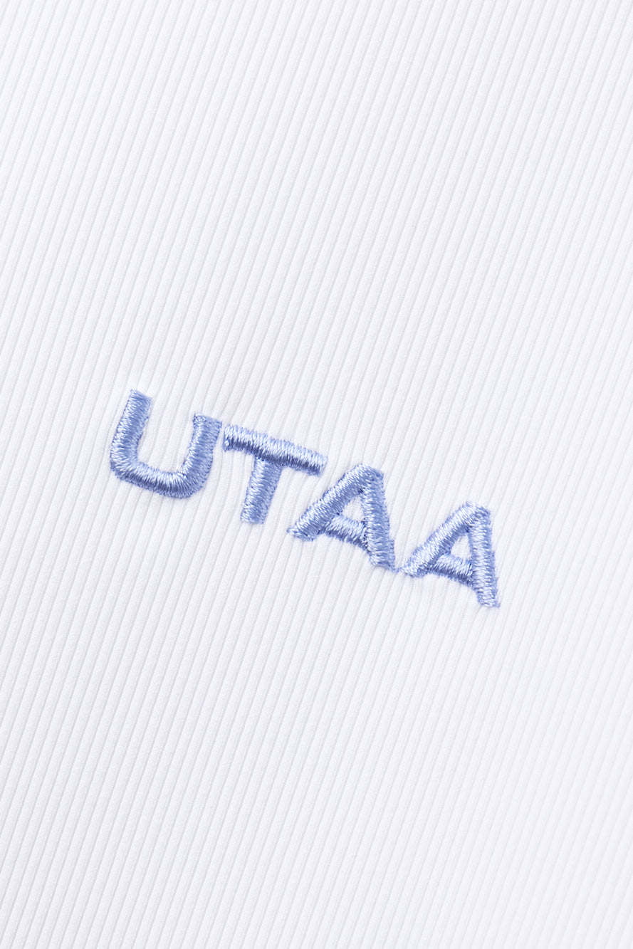 UTAA タイポカラーロゴPKシャツ ホワイト：メンズ