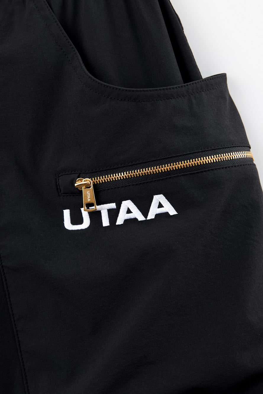 UTAA ユーティリティワイドカーゴパンツ ブラック：レディース