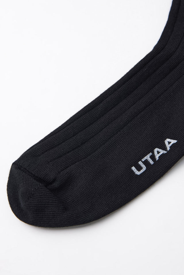 UTAA リボンタイコットンニーソックス ブラック：レディース