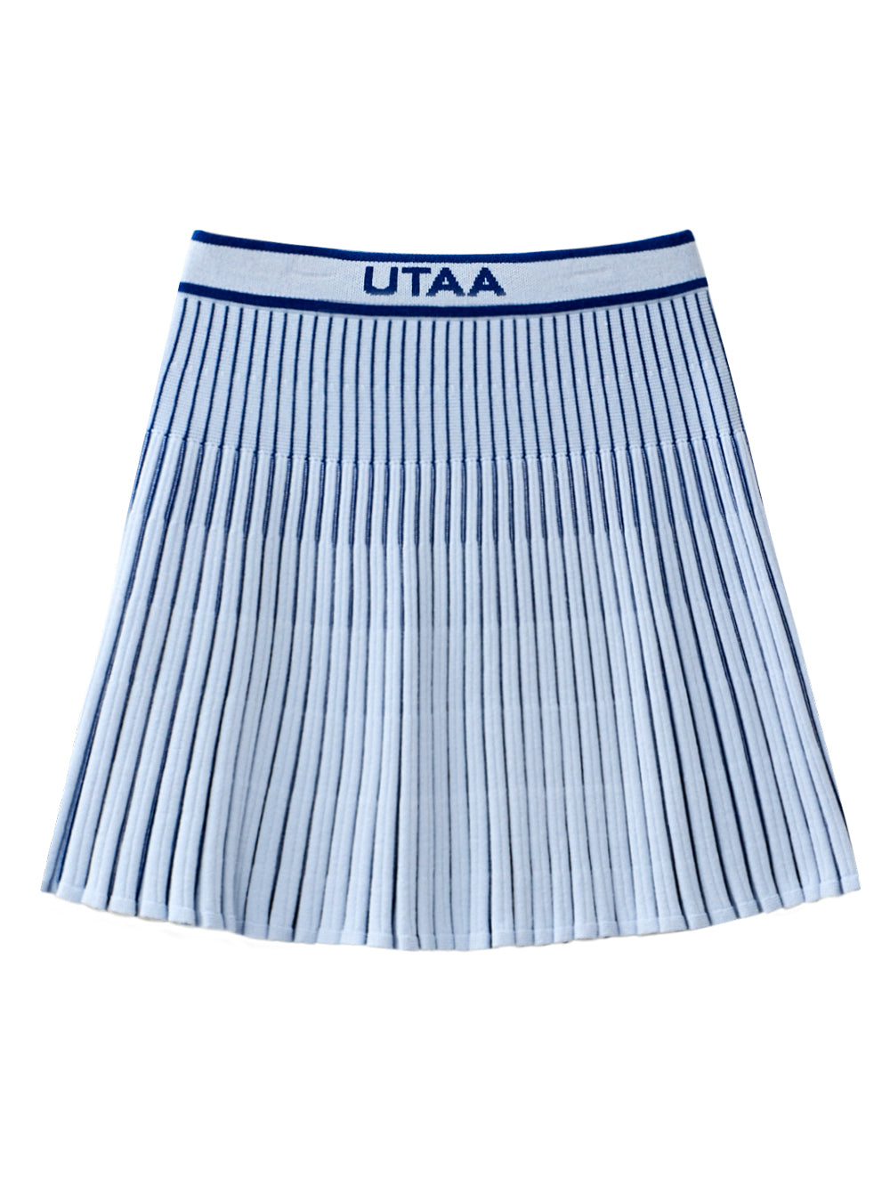 UTAA バーティカルストライププリーツロングスカート スカイブルー