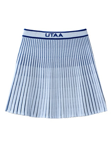 UTAA バーティカルストライププリーツロングスカート スカイブルー