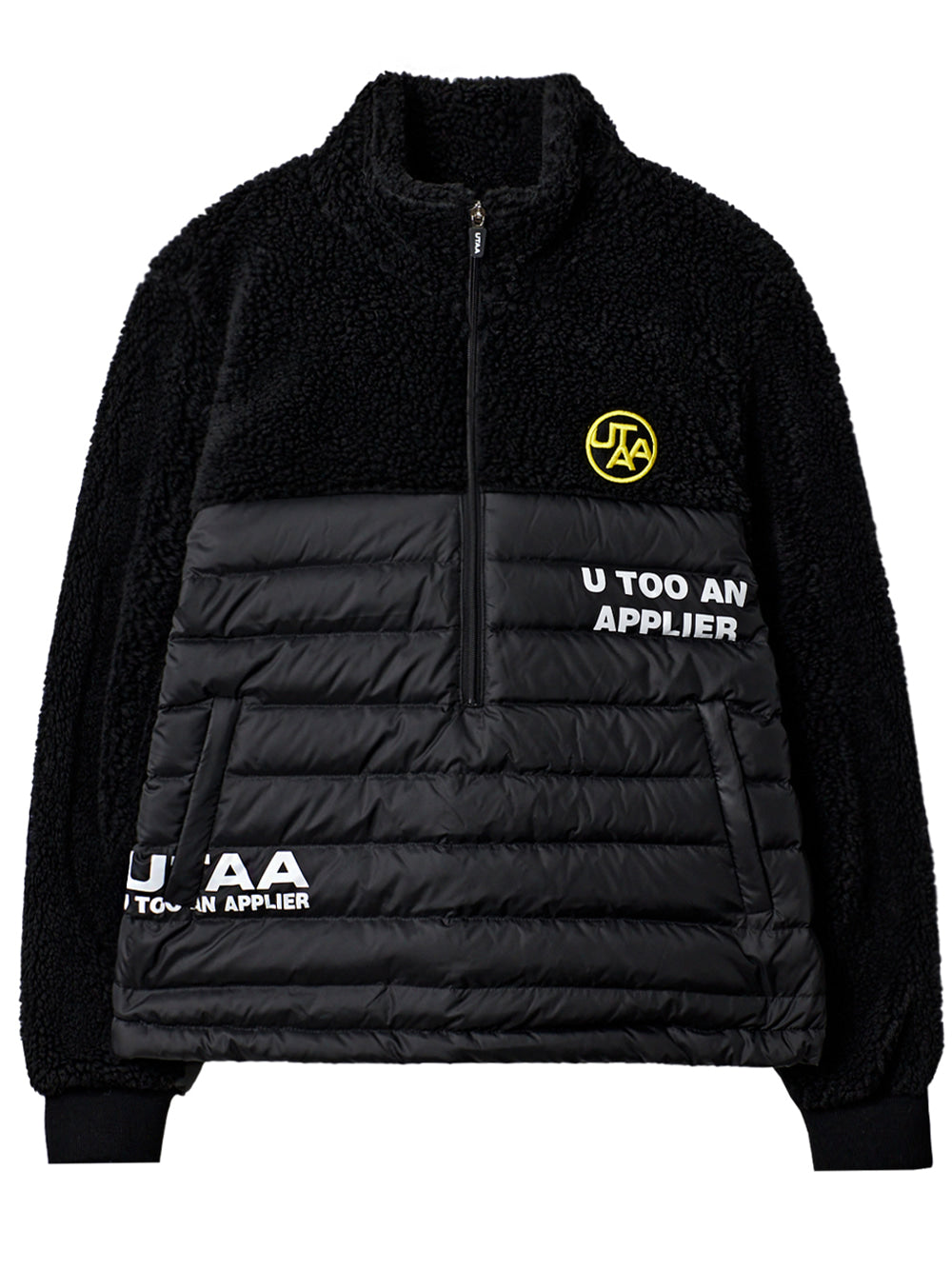 UTAA ハーフジップアップパディングミックスフリース ブラック：レディース