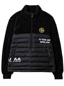 UTAA ハーフジップアップパディングミックスフリース ブラック：レディース