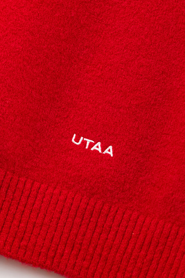 UTAA ジャンボエンブレムウールブレンデッドニットプルオーバー レッド：レディース