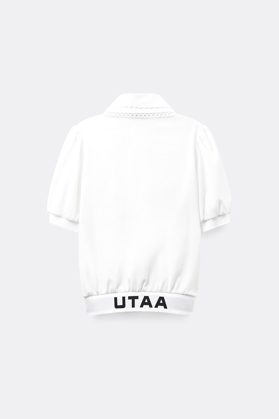UTAA ダブルカラーボタンPKシャツ ホワイト：レディース
