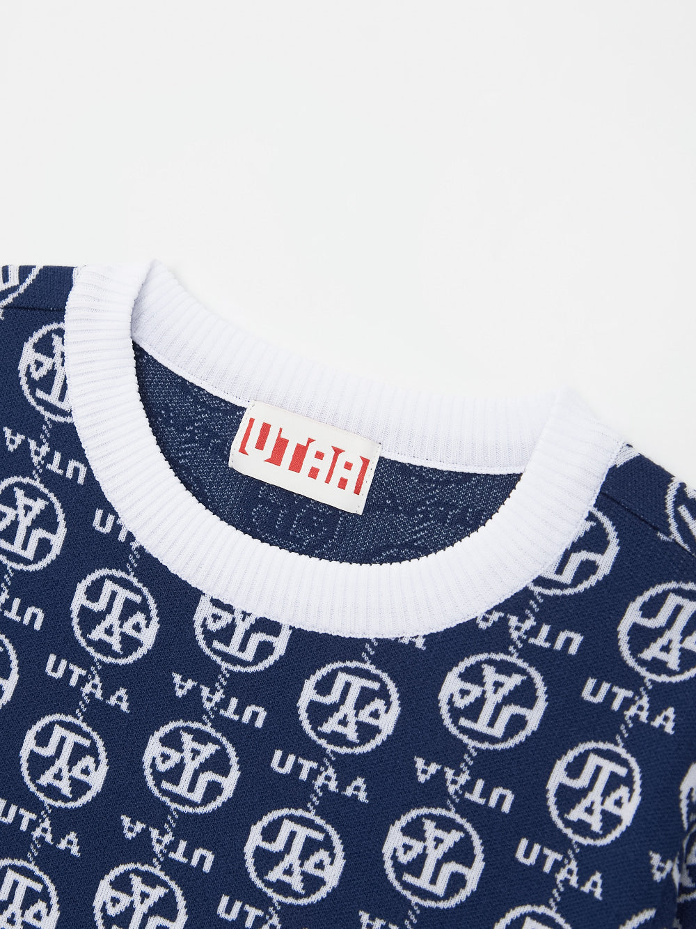UTAA リンクチェーンシンボルカラーニットプルオーバー ネイビー：メンズ