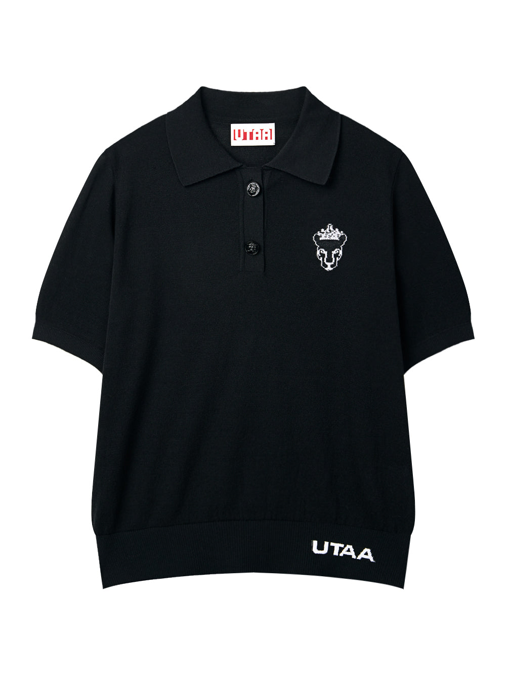UTAA クラウンパンサーワッペンクラシカルPKニット ブラック：レディース