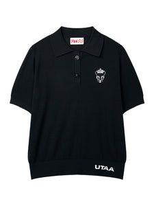 UTAA クラウンパンサーワッペンクラシカルPKニット ブラック：レディース