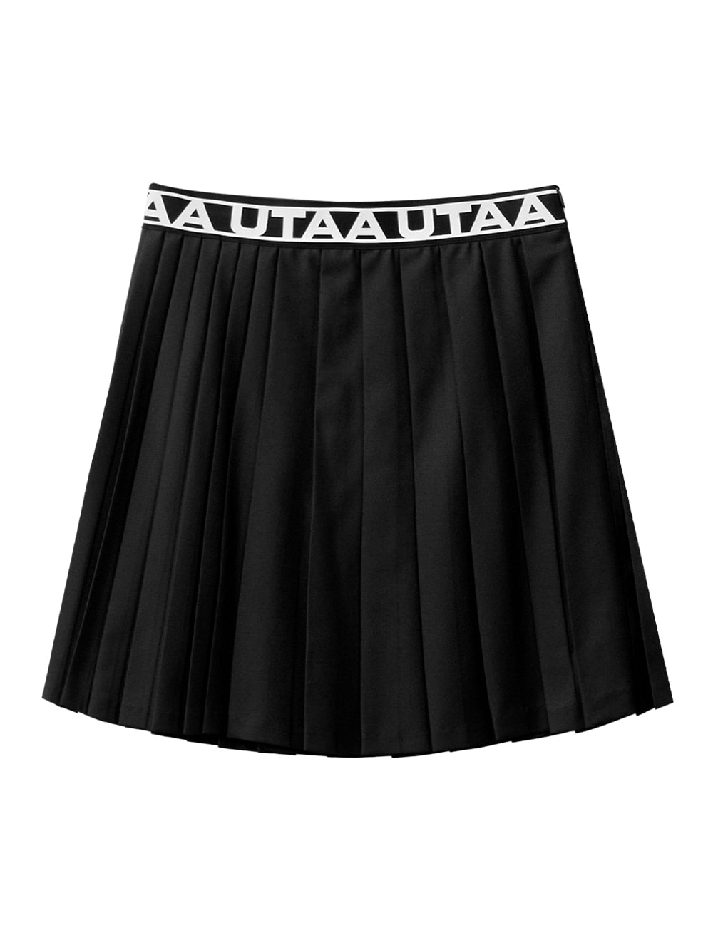 UTAA ロゴトラックバンディングロングプリーツスカート ブラック